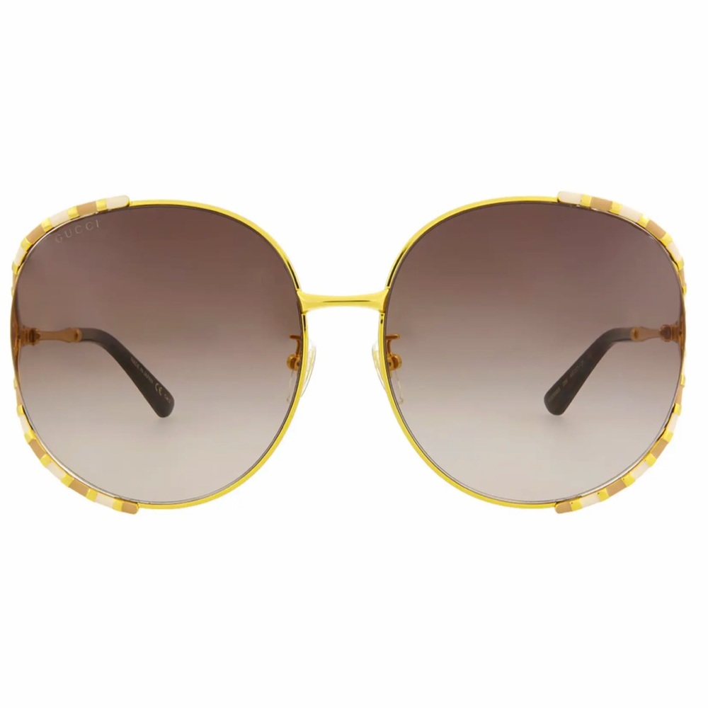 GUCCI Round Bamboo Womens Sunglasses